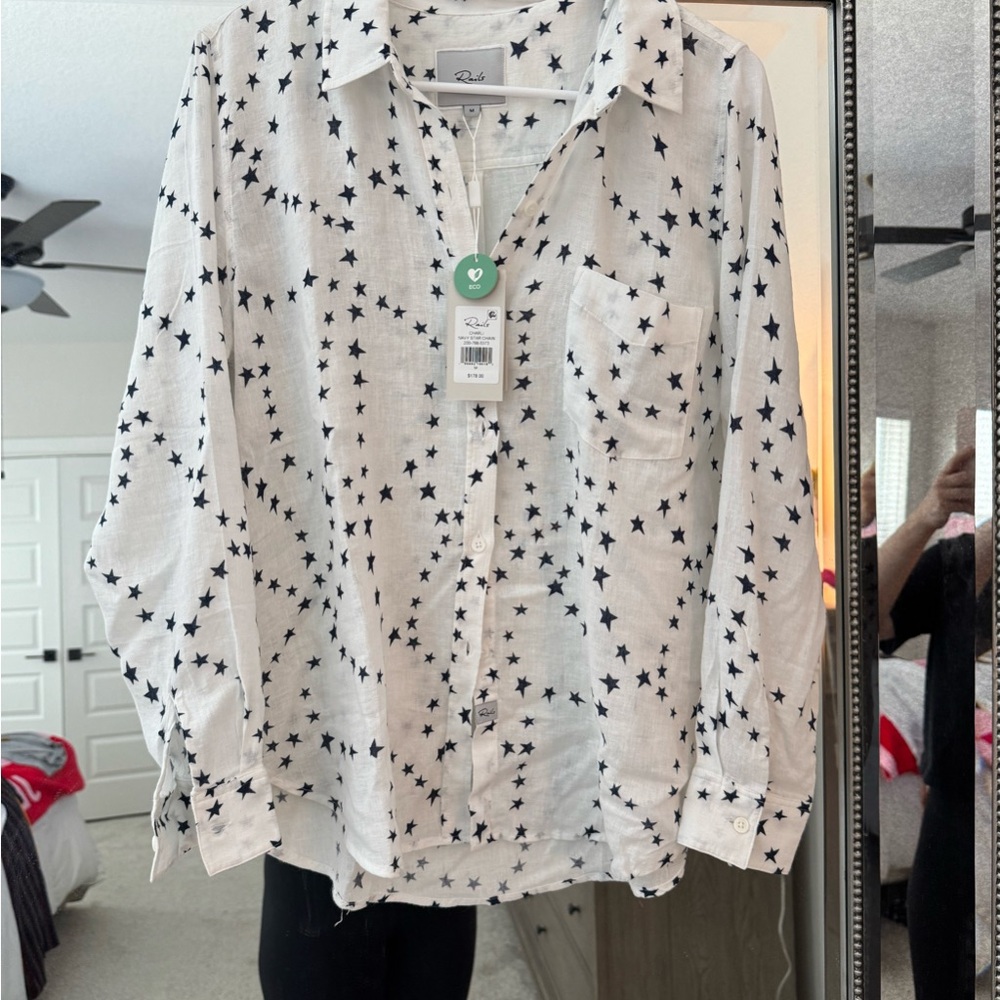 RAILS: White Star Patterned Button-Up Shirt